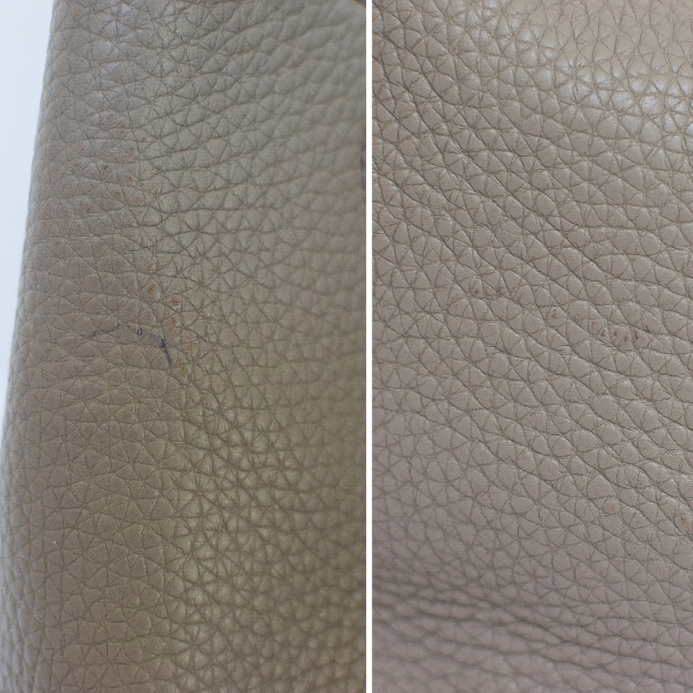Tory Burch Pebbled Leather Drawstring Bucket Bag in Taupe - Picture 12 of 16